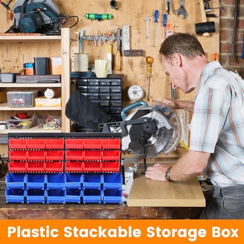 MaxWorks Wall Mount Storage Rack 30 Bin Heavy‑Duty Organizer for Nuts Bolts S...