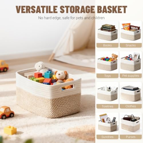 5 Pack Woven Storage Baskets, Decorative Storage Bins for Organizing