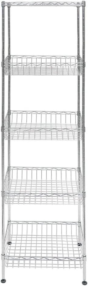 SI Shelving Inc. 14" d x 18" w x 60" h 5-Tier Chrome Wire Bask...