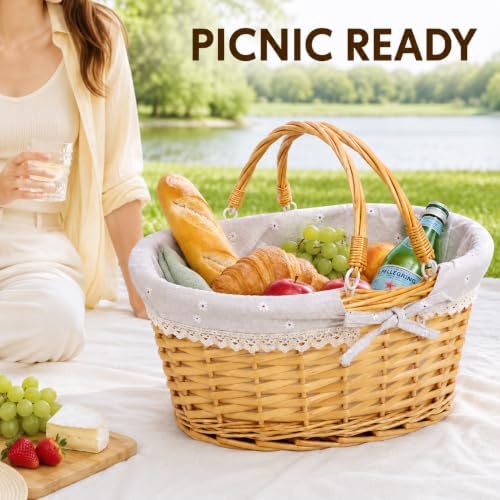 Large Wicker Basket with Handles,Bread Baskets for Serving Sourdough Proofing...