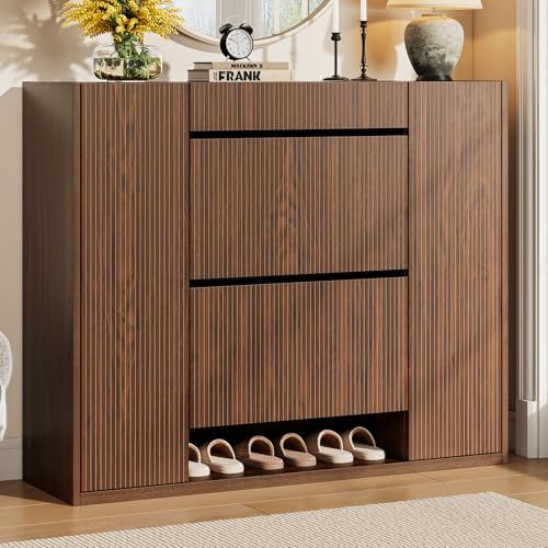 ONBRILL Large Shoe Cabinet with 2 Flip Drawers (3-Tier Each), 27-35 Pairs Sho...