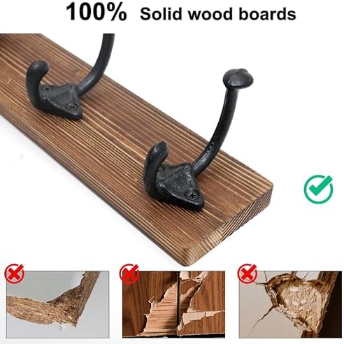 WEBI Rustic Coat Rack Wall Mount,30" Long 7 Cast Iron Coat Hooks Wall Mo...