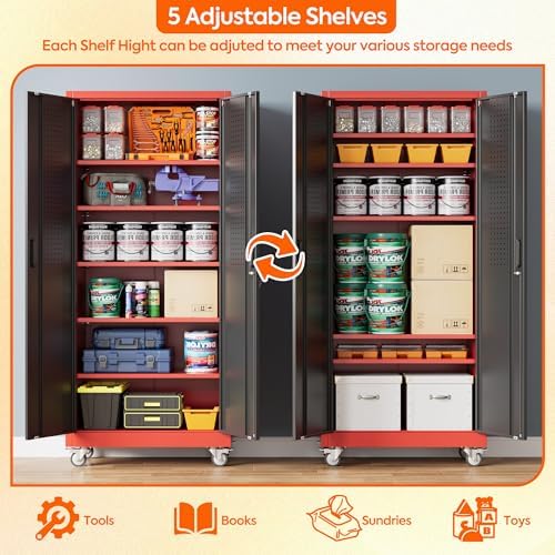 SUXXAN Wide & Deep 71"x34"Wx18 D Metal Garage Storage Cabinet R...