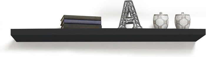 InPlace Invisible Brackets Shelf with Edge - MDF Floating Shelves for Wall with EZ Anchors Included - Easy to Install Shelf for Office, Bathroom & Living Room - 8.5"D x 60"W x 2.75"H, Black, 9603017E