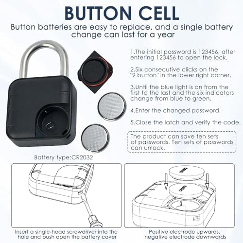 2Pcs Combination Lock for Locker 6 Digit Password Digital Padlock