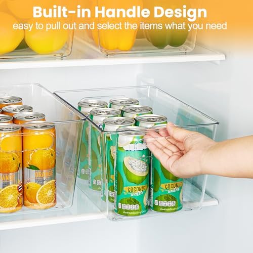 YIHONG 8 Pack Clear Storage Bins, Pantry Organizer Bins with Handle, Large