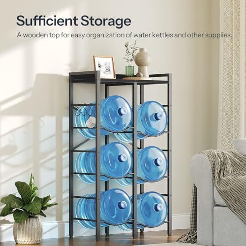 HOOBRO 5 Gallon Water Jug Holder 6 Bottles, Water Jug Rack, 3 Tier Water Bott...