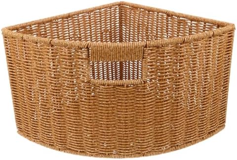 Woven Triangle Corner Storage Basket with Handles Shelf Laundry Basket