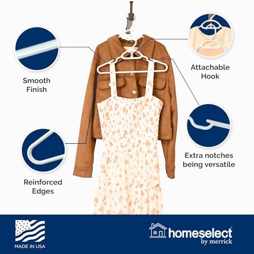 Homeselect 30 Pack Attachable Plastic Hangers - 16 Inch Wide Space Saving Cas...