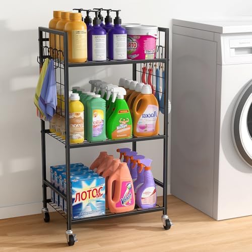 Housolution Laundry Room Shelves Cart Bathroom Storage Organizer Rack