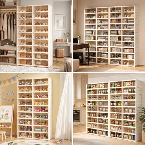 Collapsible Shoe Rack Organizer, Clear Doors Plastic Shoe Storage Cabinet