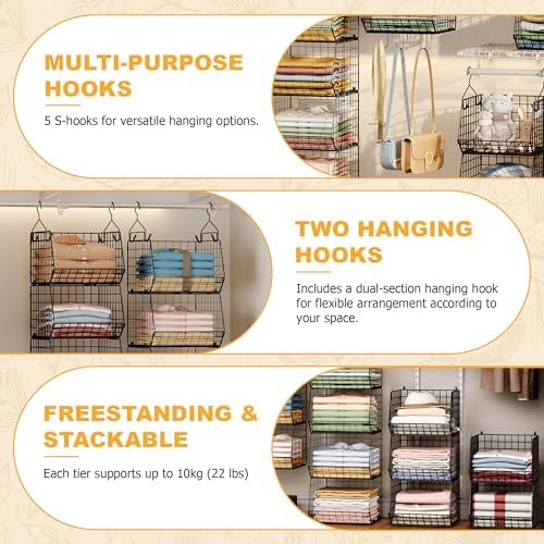 X-cosrack 3-Tier Hanging Closet Organizer, Laundry Room Organization | Space ...