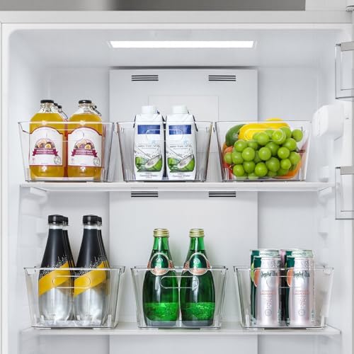 12 PACK Multi-Use Clear Storage Bins, Pantry Kitchen Cabinet Organizer Bins