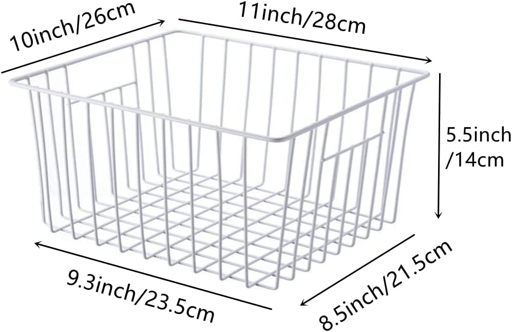 Slideep Freezer Baskets Storage Basket Organizers, Deep Wire Farmhouse Bins C...