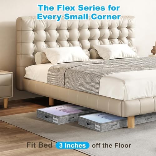 3 Inch Low Profile Under Bed Storage Drawer 4 Pack, Lightweight Underbed Clot...