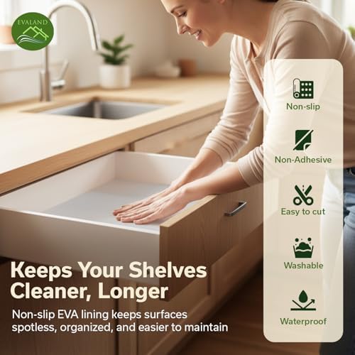 EVALAND Shelf Liner Cabinet Liner Non-Adhesive Drawer Liner 15.8 in x 33 FT