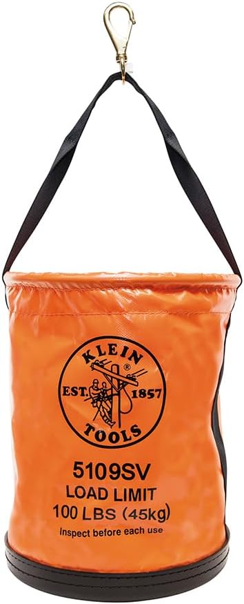 Klein Tools 5109SV Tool Bucket, Vinyl Lineman Bucket with Swivel Snap and Web...