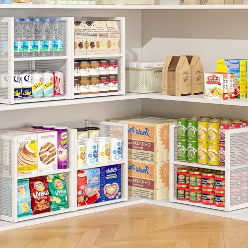 2-Tier Stackable Closet Organizers and Storage Basket, Wire Clothes Shelf Org...