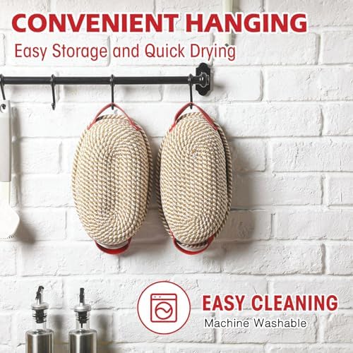 Gejoy 4 Set Banneton Bread Proofing Baskets Bulk with Liner Scraper Handle