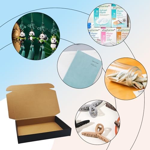 12x9x2 inch Black Shipping Boxes Set of 24, Corrugated Cardboard Mailer Box