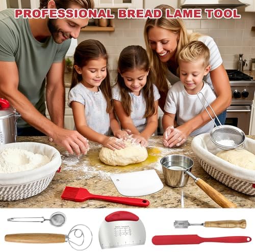 Sourdough Starter Kit with 2 Proofing Baskets & Starter Jar for Beginners