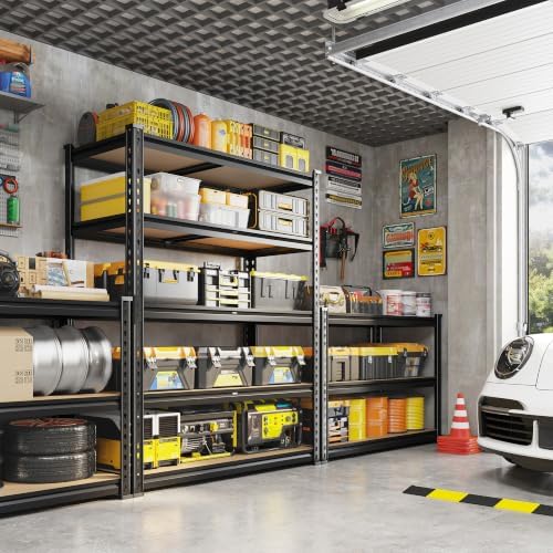 REIBII 2400 LBS Garage Shelving for Basement, Adjustable Shelving Unit