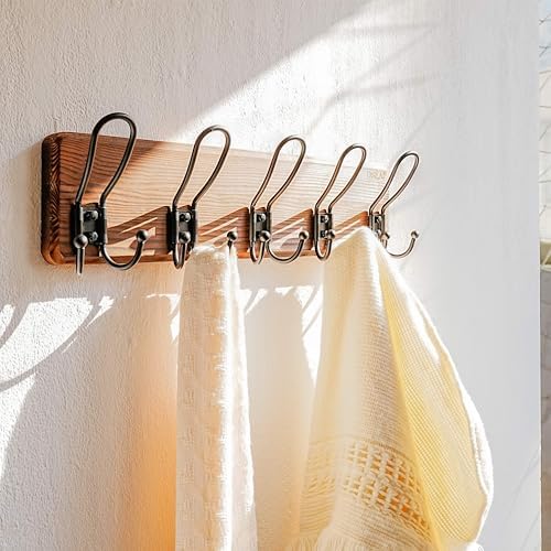 Dseap Coat Rack Wall Mounted - Heavy Duty Farmhouse Rustic Wall Coat Hanger w...