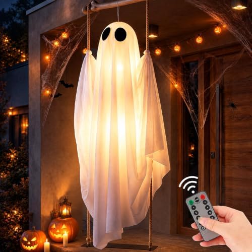 Halloween Decorations Outdoor Indoor, 5 FT Large Pre-Assembled Swinging Ghost...