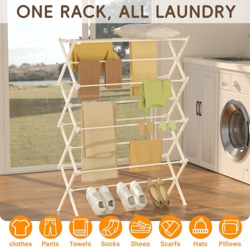 4-Tier Foldable Clothes Drying Rack for Long Garments