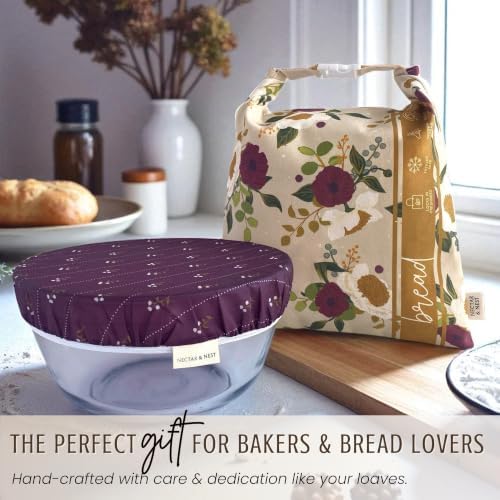 Nectar & Nest Beeswax Bread Bags for Sourdough & Bowl Cover Baker Set