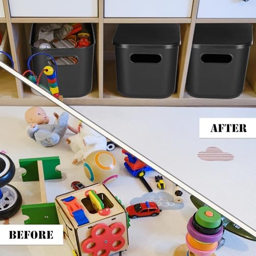 Hoolerry 8 Pieces Storage Bins, 9.8 x 7.1 x 6.3 Inch, Black