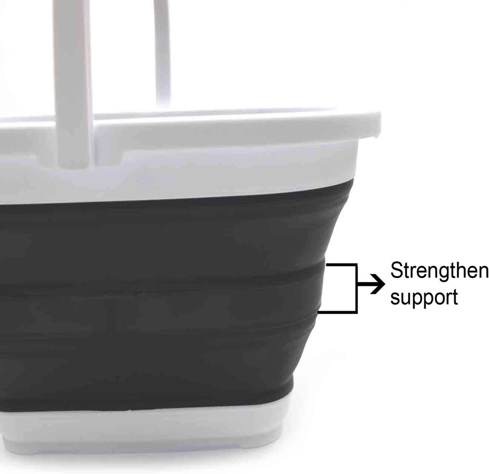 SAMMART 10L (2.64 Gallon) Collapsible Rectangular Handy Bucket (Black + Brigh...
