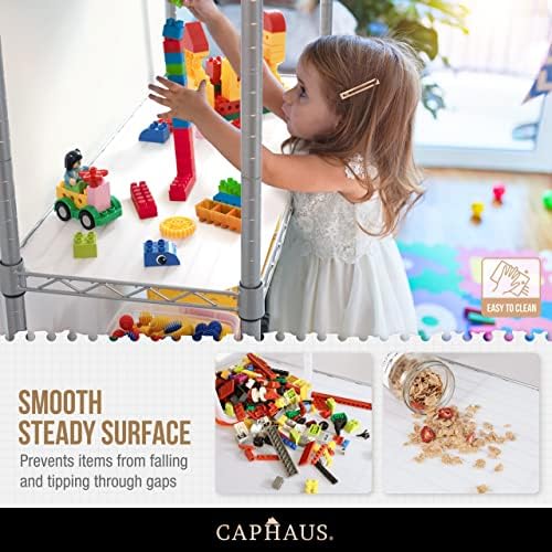 CAPHAUS NSF Adjustable Height Wire Shelving Unit w/Liner, Basement Storage Sh...