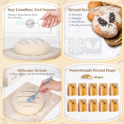 Sourdough Starter Kit, Sourdough Bread Baking Supplies, Bread Proofing Basket...