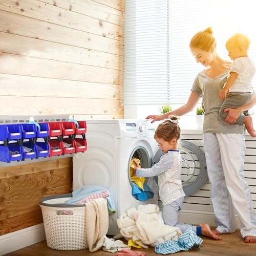 12 Packs Stackable Storage Bins, 11" x 5" x 5" Plastic Bins,