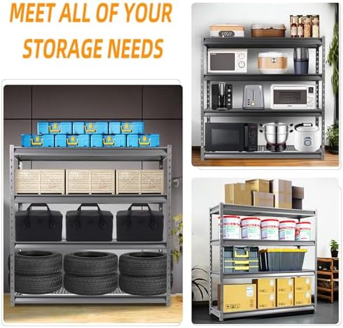 The Atlas 72" W Heavy Duty Garage Shelving Load 8000 Lbs, 4 Tier Metal S...
