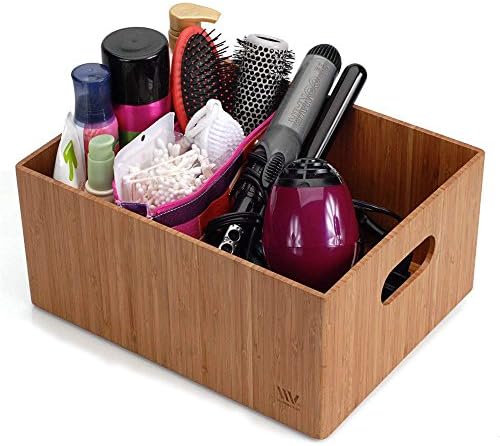 MobileVision Bamboo Bathroom Bin Organizer for Toiletries, Make Up & Cosm...