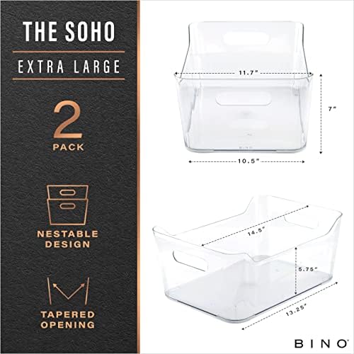 BINO | Plastic Storage Bins, X-Large - 2 Pack, Clear | THE SOHO COLLECTION | ...