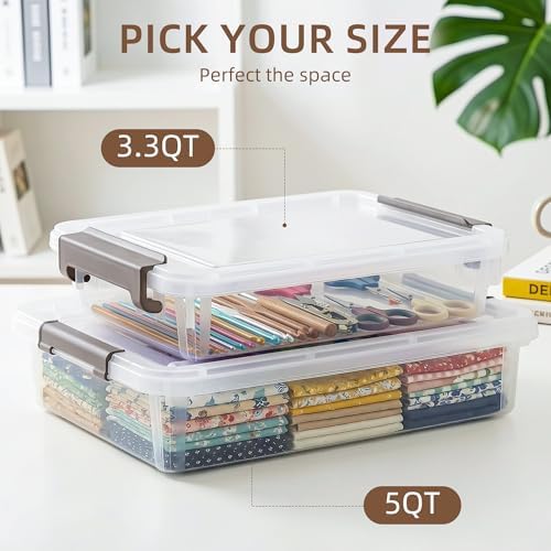 Citylife 5.3 Qt Storage Bins with Lids, Plastic Bins and Paper Storage 10PC