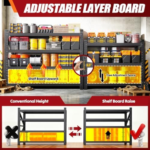 59" W Storage Shelves, 3T Adjustable Garage Shelving Unit, Rust Proof La...