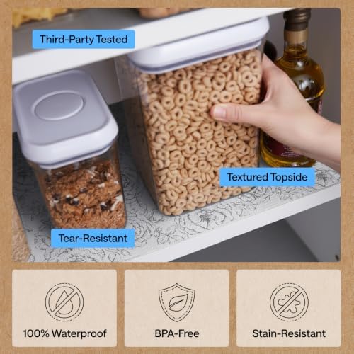 GORILLA GRIP Shelf Liner, Kitchen Drawer Protector, 12x240 Floral Gray