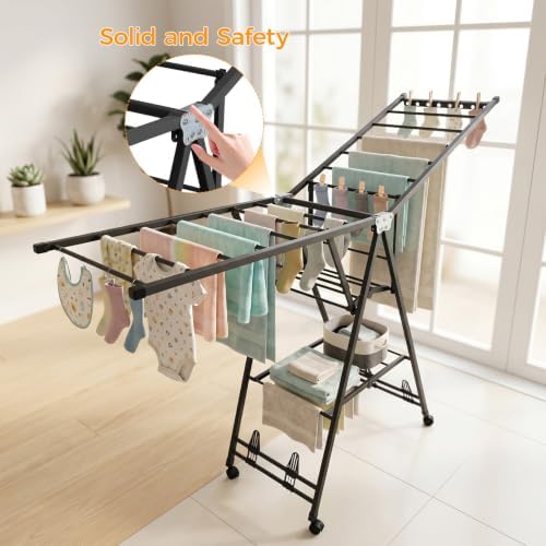 Foldable Standing Clothes Rack, 3-Tier Drying Hanger, for 30+ Pcs