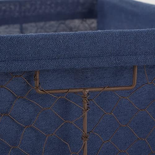 DII Farmhouse Chicken Wire Storage Baskets with Liner, Set of 3, French Blue,...