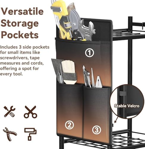 Garden Tool Organizer with Wheels, Rolling Yard Tool Tower Rack Carts for Gar...