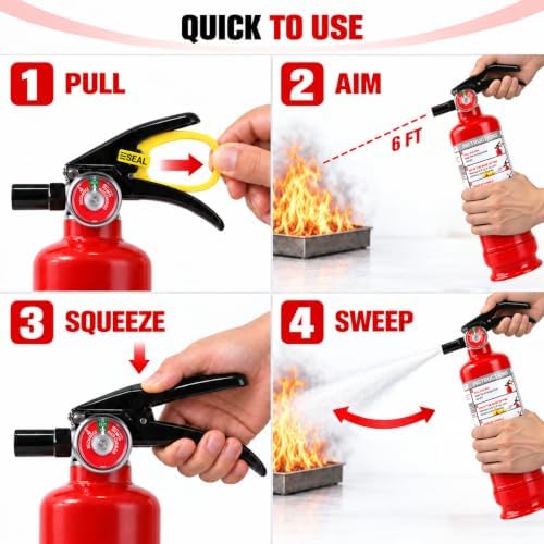 2.5 lb ABC Dry Chemical Fire Extinguishers 1-Pack for Home & Car