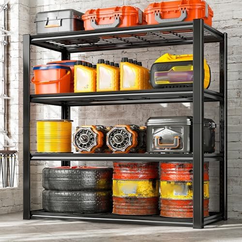 REIBII 40" W Storage Shelves with Wire Mesh Panels for Garage Organization
