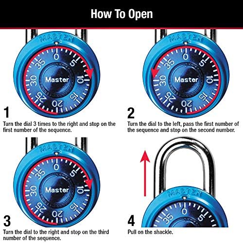 Master Lock 1533TRI Locker Lock Mini Combination Padlock, 3 per pack, Colors ...
