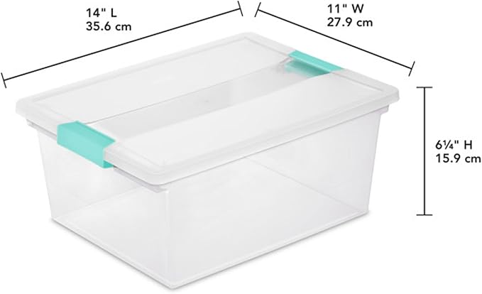 Sterilite 12-Pack Clip Box, Stackable Clear Plastic Bins