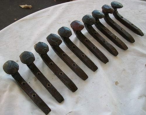 10 REPURPOSED Railroad Spike Coat Hooks Coat Rack Tool Shop Hangers Single Bent