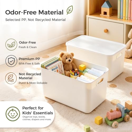 Citylife 24QT Plastic Storage Bins with Lids White Box with Handles, 4-Pack